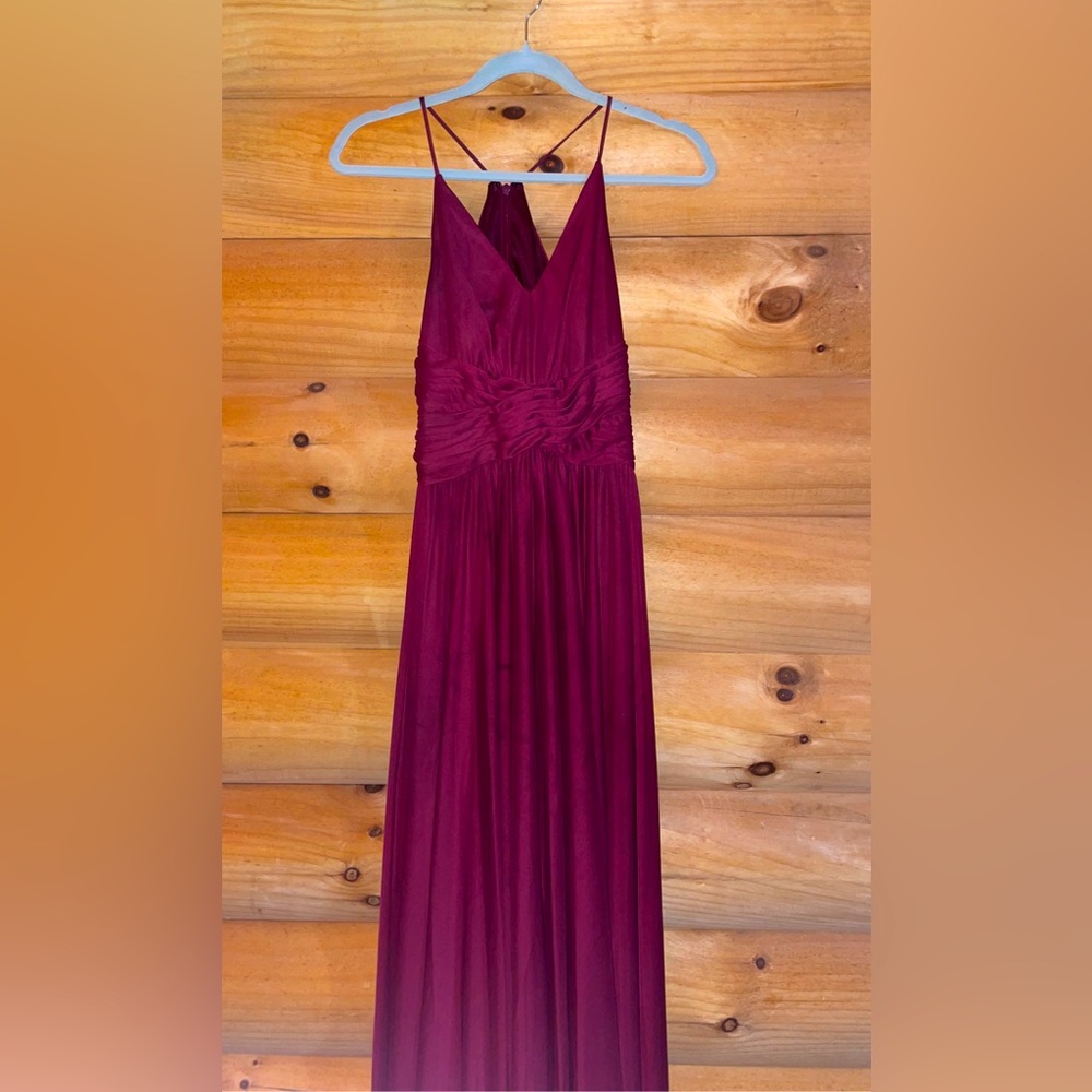 Maroon long dress with strapy shoulders